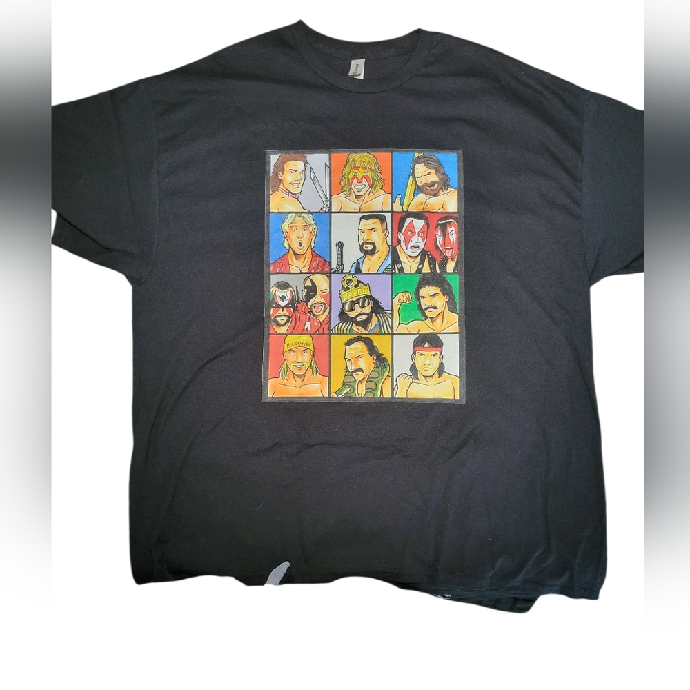 WWF/WWE Superstars Graphic Black T-Shirt